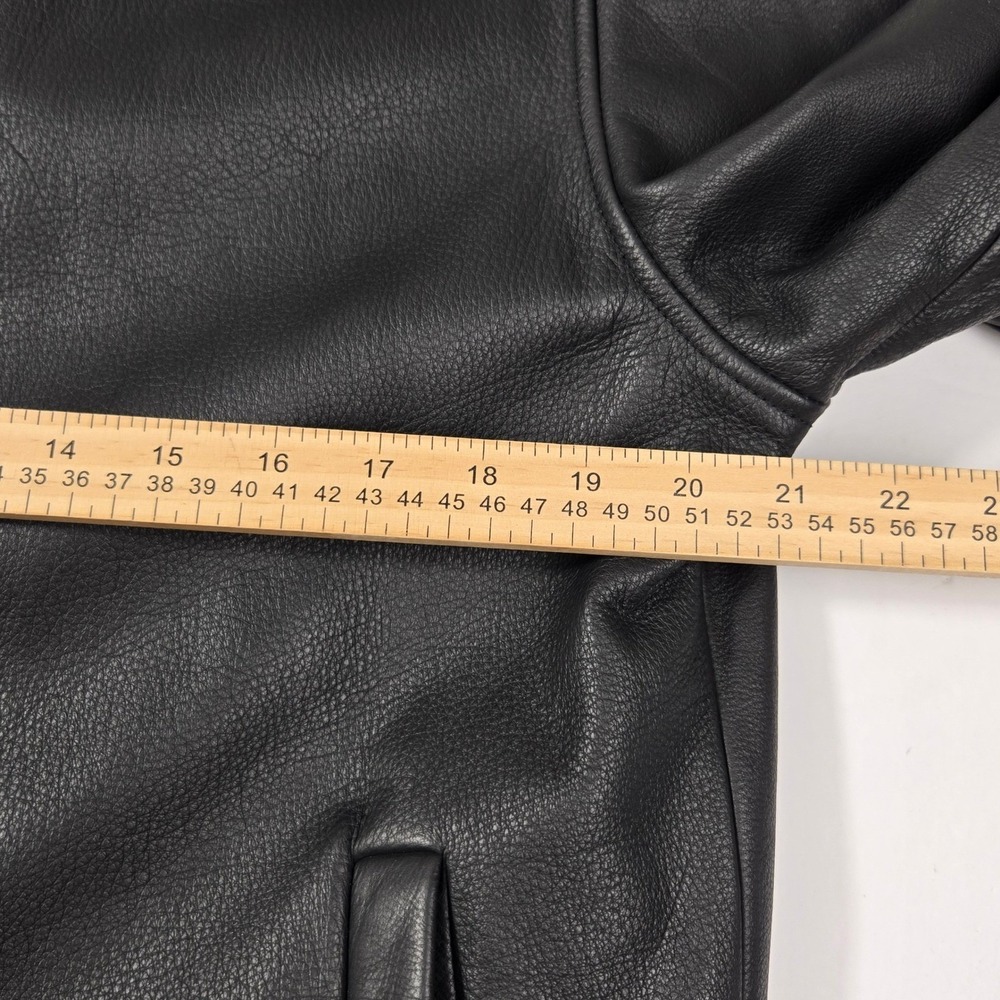 Brooks Brothers Mens Black Pebbled Leather Car Coat Button Front Jacket Small - Picture 4 of 14